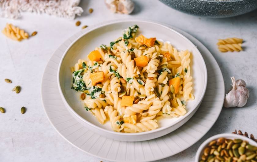 Recept za Pasta s bundevom i špinatom